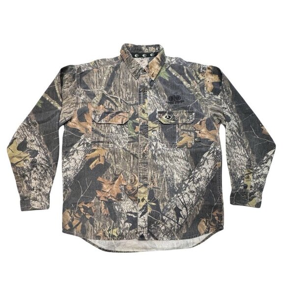MOSSY OAK Heavy Duty Camo Button-Down Shirt Mens Large Hunting Woodsman‎ Sports - Picture 1 of 15